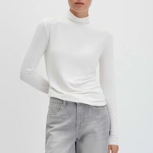Babaton White Ribbed Turtleneck